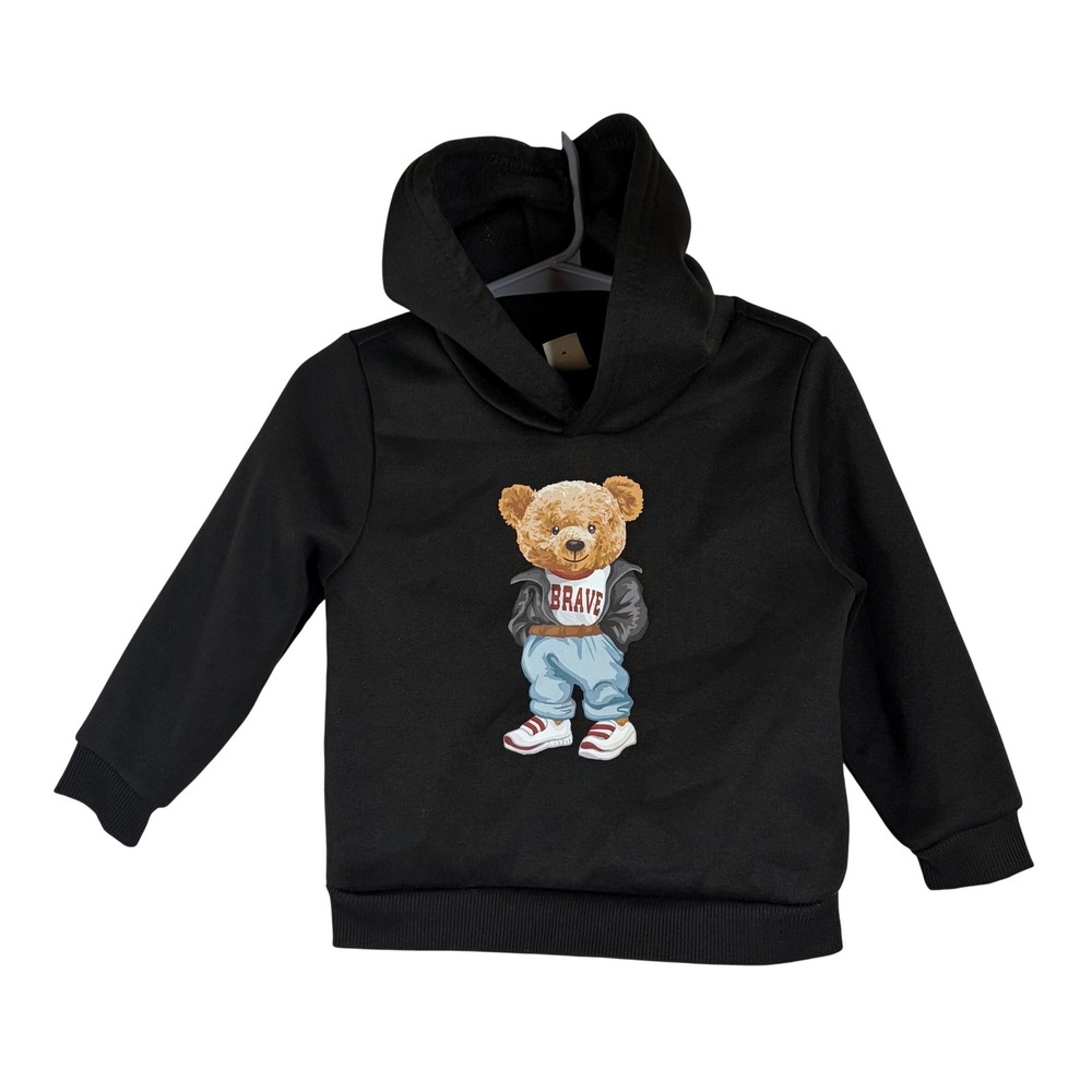 Toddler Baby Hoodie 18-24M Black Bear Graphic Pullover Sweatshirt Cute Casual